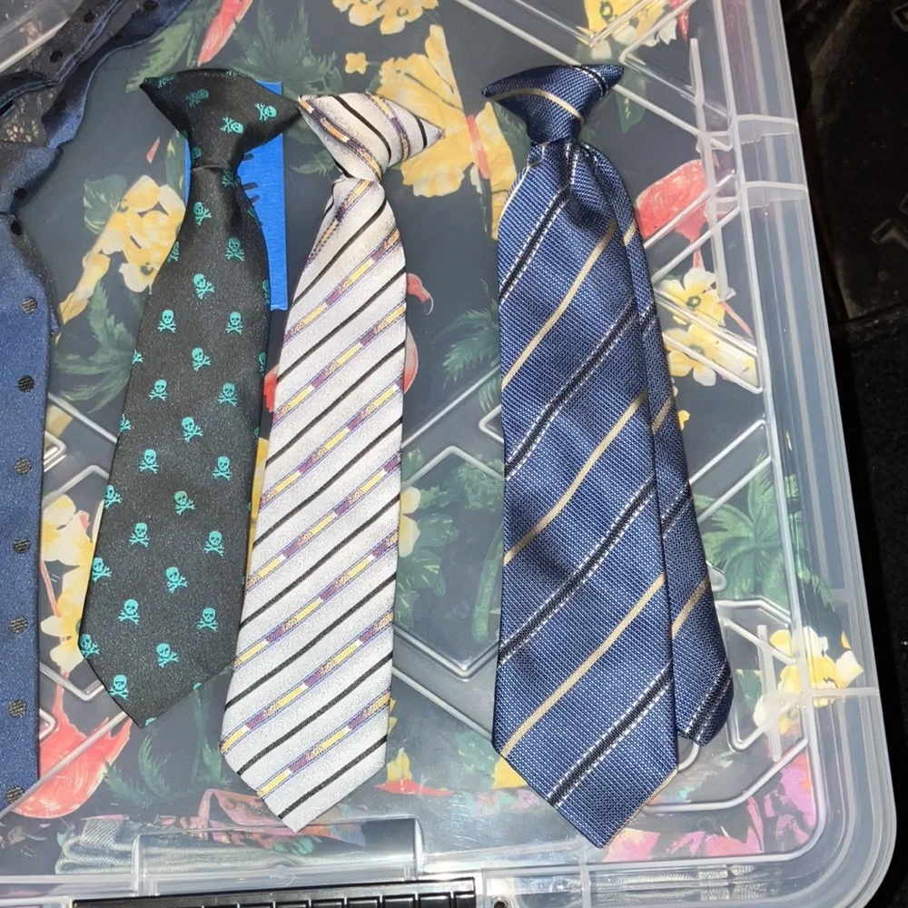 Boys, formal neck ties, blue gray mixed pattern